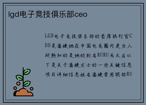lgd电子竞技俱乐部ceo